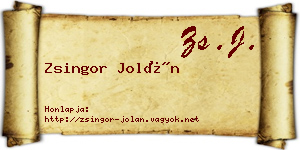 Zsingor Jolán névjegykártya